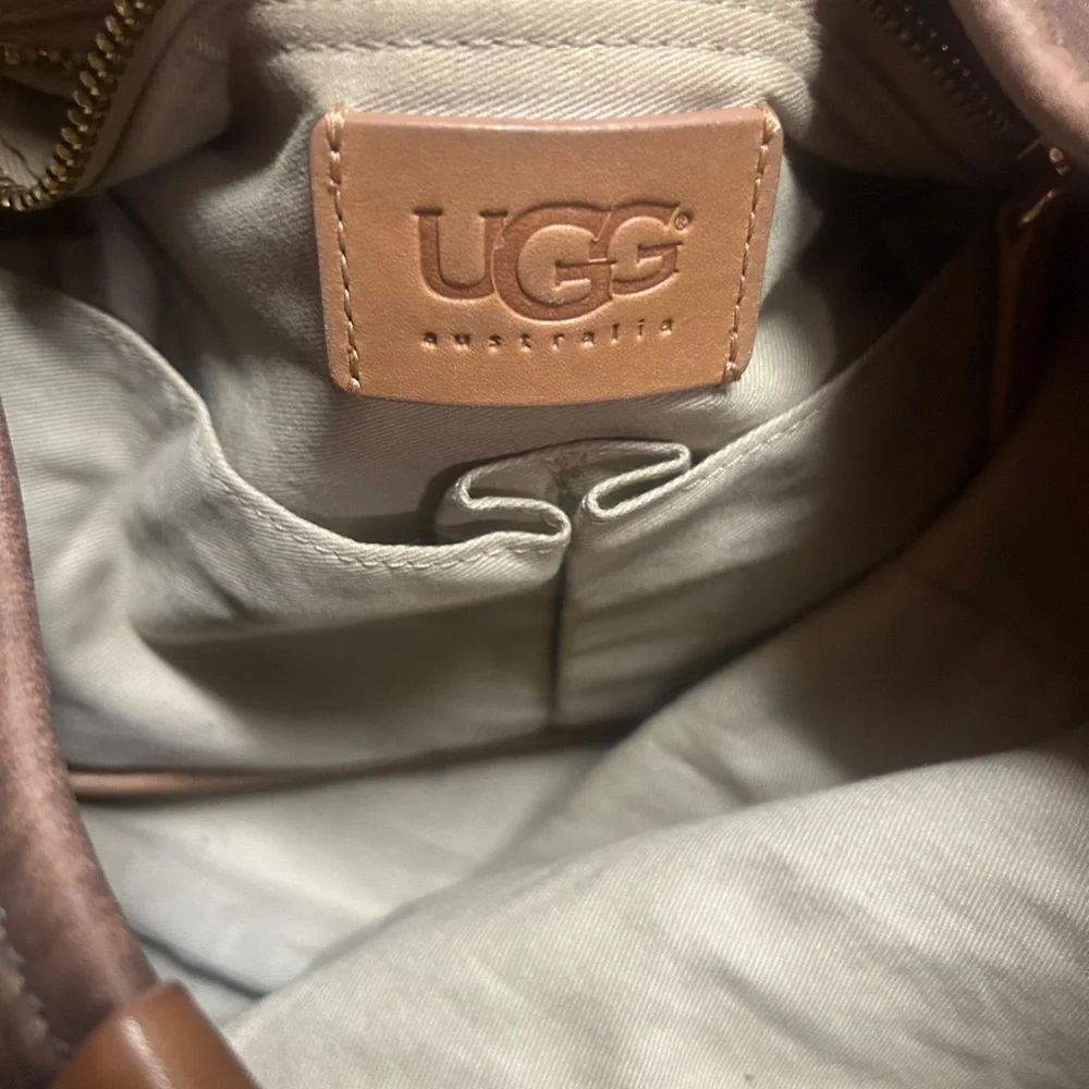UGG Australia Brown Pebble Leather Hobo Handbag